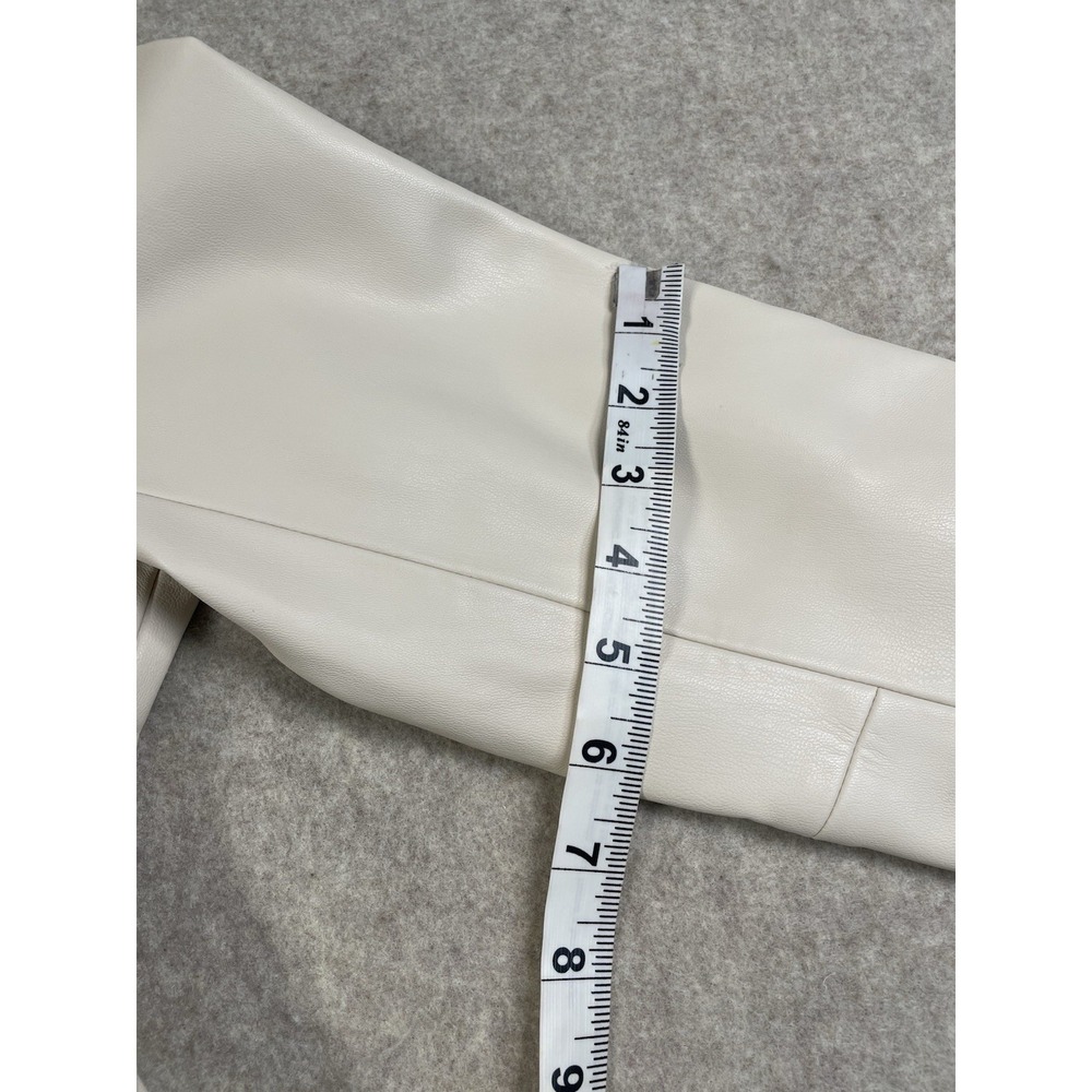 NWOT Zara Womens M Faux Leather Motorcycle Moto Jacket Zip Up Beige - Picture 16 of 16